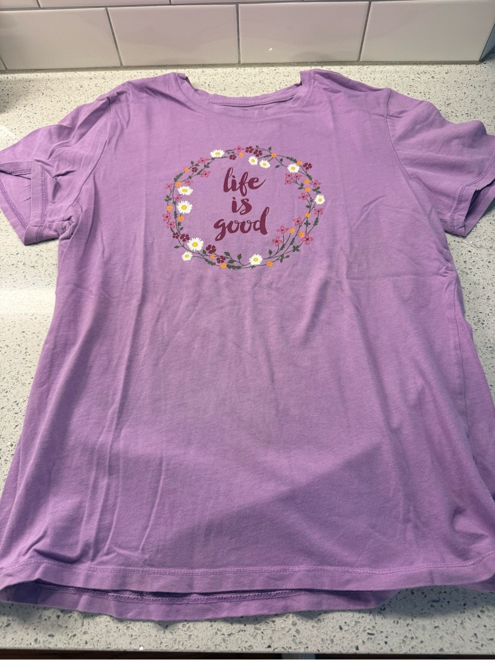 Life Is Good Lavender Short Sleeve Graphic Tee